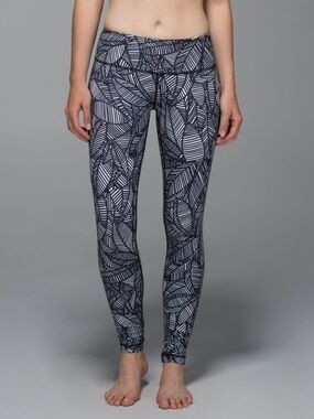 Lululemon Wunder Under Pant *Full On Luon - Banana Leaf/White Black